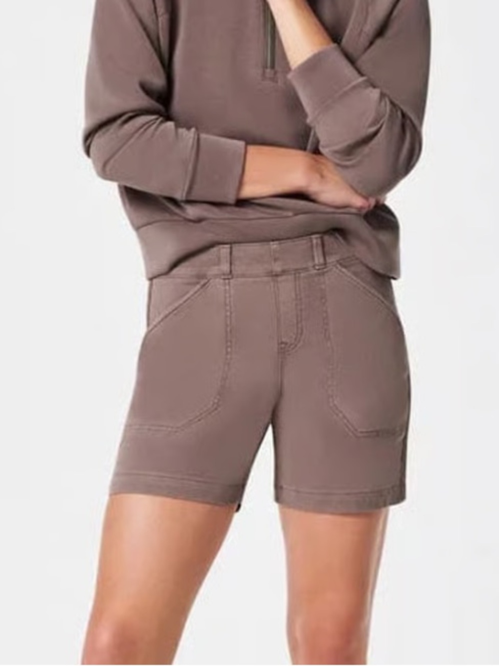 SPANX Twill Stretch Shorts Taupe size Medium